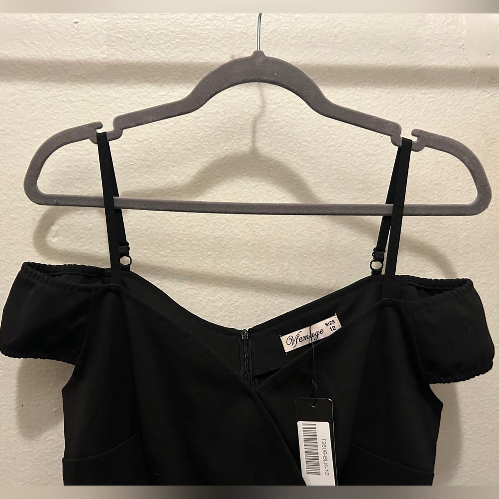 NWT Retro Pinup 50s/ 60s Wiggle Dress Black Off Shoulder Vintage Look Rockabilly - Picture 9 of 14